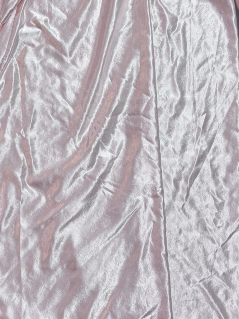Vintage Soft Pink Satin Full Length Nightgown Lace Trim Poofy Long Sleeves L - Picture 11 of 12